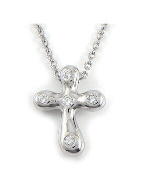 Tiffany & Co Necklace Small Cross Dots Mini 5 Points Diamond